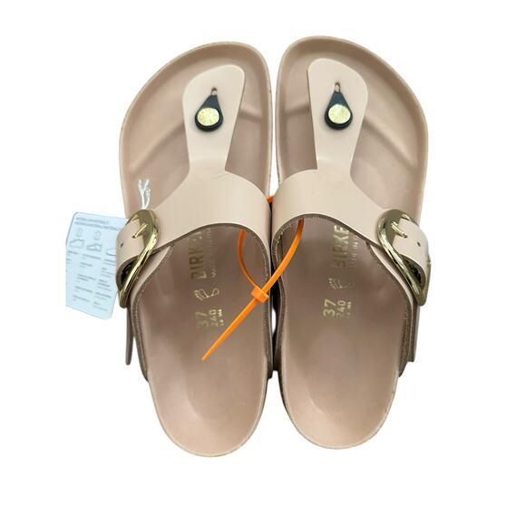 Birkenstock Gizeh Big Buckle Natural Leather Patent High Shine Light Beige EU 37 - Picture 6 of 11